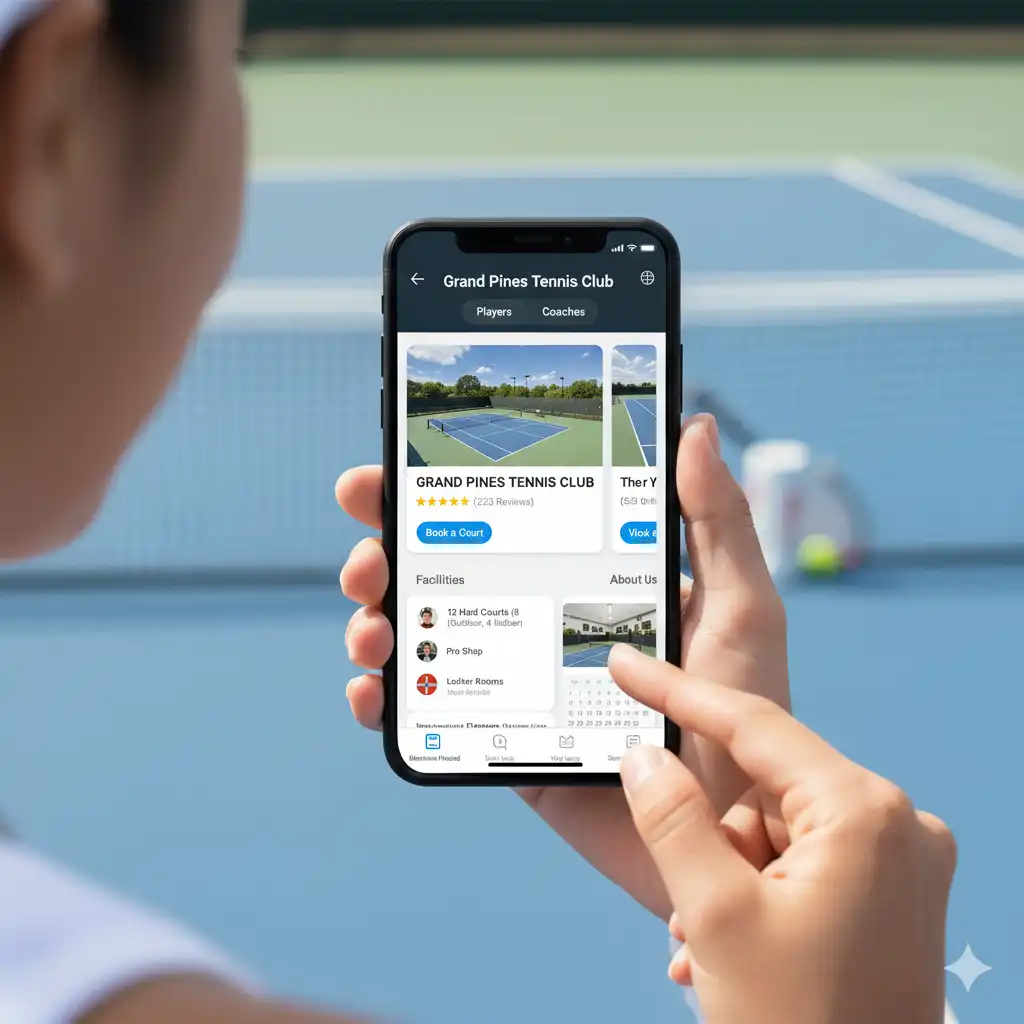 Public club profile showcasing facilities and online booking