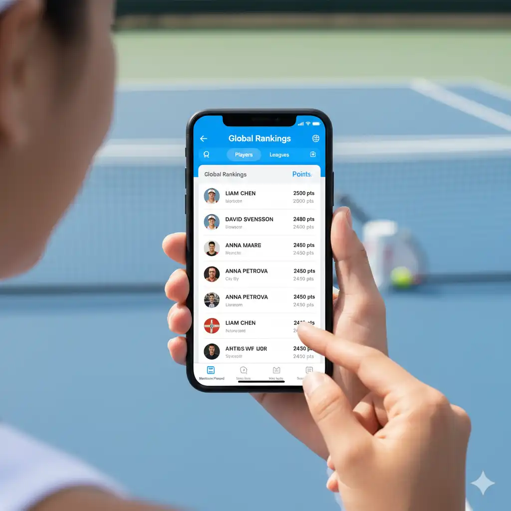 Global tennis ranking leaderboard showing top players