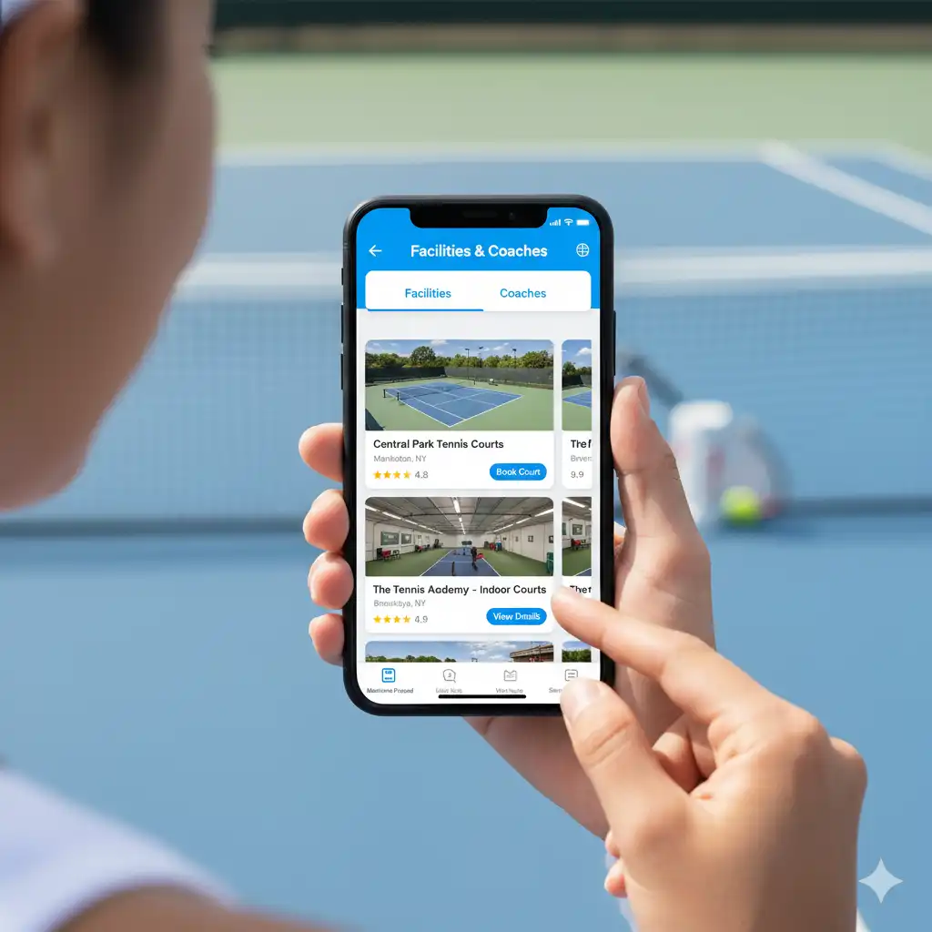 Tennis facilities and professional coaches available on CourtB